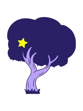 Parıldayan yıldızlar, el çizimi bir yaz ağacının karalamalarının animasyonunu etkiler.