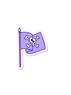 horizontally vibrating animation of sticker of tattoo in traditional style of a pirate flag