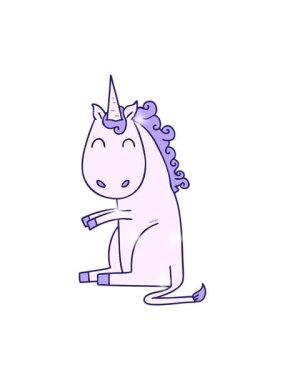 Tek boynuzlu atın el çiziminin ışıltılı etkisi.