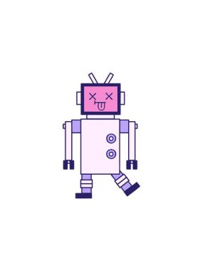 radioactive glowing animation of cute cartoon of a robot design