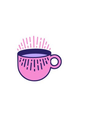 horizontally vibrating animation of tattoo in traditional style of cup of coffee