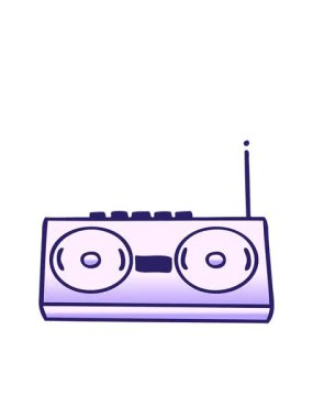 bir retro radyonun gradyan gölgeli çizgi filminin hareketli animasyonu