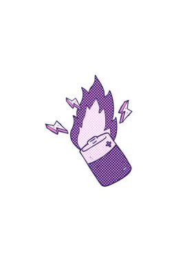 freehand çizilmiş çizgi film alevli bataryasının yatay titreşimli animasyonu