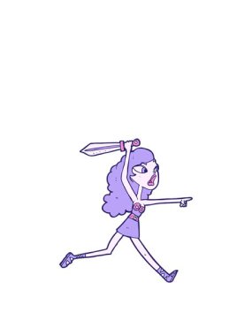 Ayağa kalk ve çizgi filmdeki kılıçlı viking kızı canlandır.