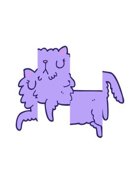 Çizgi film kedisinin eğlenceli bir çiziminin bölünmüş hareket animasyonu