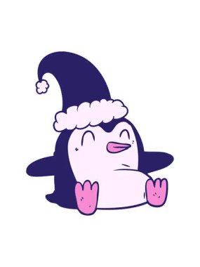 pixelize effect animation of cartoon penguin wearing christmas hat drawing