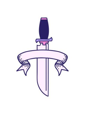 Parlak ışık efekti geleneksel dövmenin bıçak pankartıyla canlandırılması