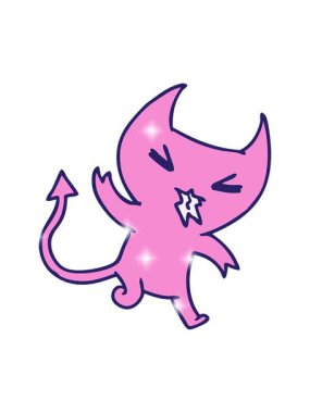 Bir kawai sevimli iblisinin çizgi film çiziminin ışıltılı etkisi.