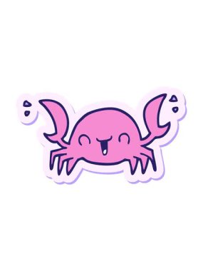 Çizgi film yengecinin çıkartmasının hareketli animasyonu