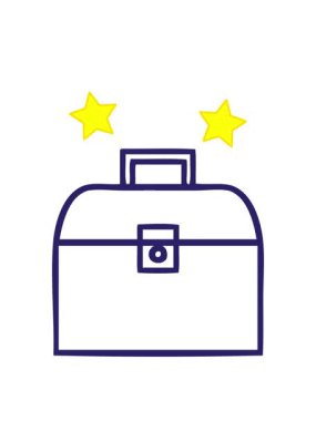 dönen yıldızların çizgi çizgi çizimi metal kutu simgesinin karikatürü