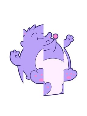 splitting motion animation of cartoon kawaii bear