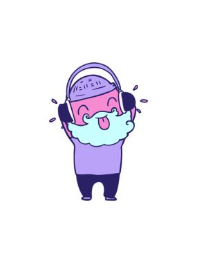 attention grabbing animation of man with beard sticking out tongue