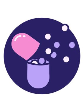 Açık tıbbi kapsül hapı ikonunun canlandırmasını salla ve durdur