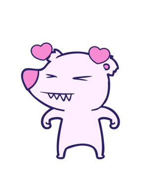 dönen kalpler neon karikatür kutup ayısının animasyonu