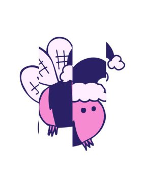 Noel şapkası takan sevimli çizgi film arısının bölünmüş hareket animasyonu