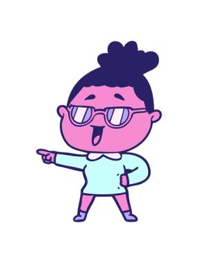 Gözlük takan mutlu kadın çizgi film animasyonunu oynat.