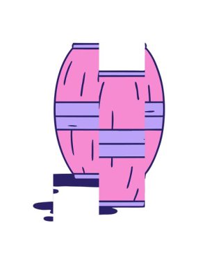 Bir şarap fıçısının karikatürü çizilmiş el animasyonu