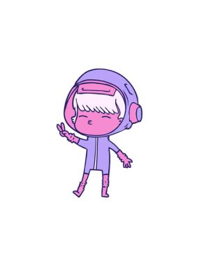 Barış işareti yapan çizgi film yıldızının göz alıcı satış animasyonu.