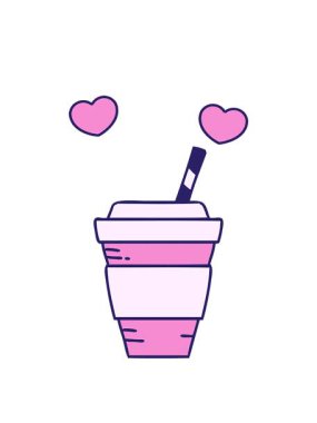 Tek kullanımlık çizgi film kahve fincanının dönen kalp animasyonu