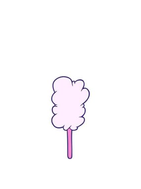 rise and float animation of cartoon candy floss on stick