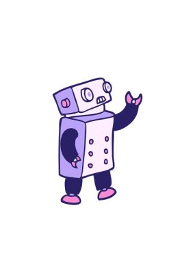 Garip bir çizgi film robotunun yanıp sönen radyal çizgileri.