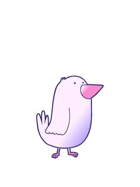 stretching up animation of cartoon hand drawn bird