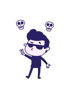 Havalı adam çizgi filminin kafatası animasyonu