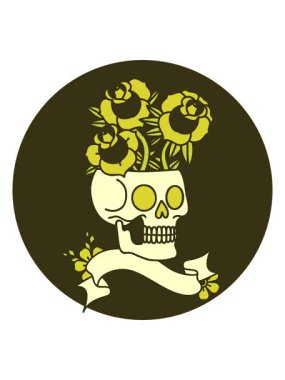 Kafatası ve güllerin bayrağıyla dövme stili simgesinin renk değişimi