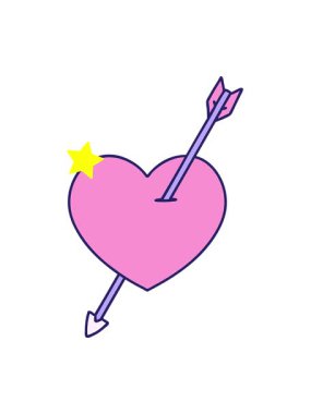 Parıldayan yıldızlar, dövmenin hareketini ok ve kalp şeklinde etkiler.