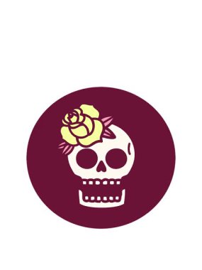 Kafatasının ikonik dövme şeklinin animasyonunu genişletiyor ve parlak bir renkle güller açıyor.