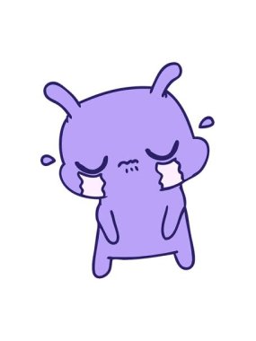 jiggle motion animation of freehand drawn cartoon of cute sad alien