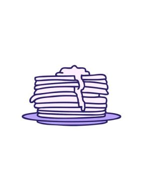 Dikkat çekici bir çizgi film karakteri. Lezzetli krep yığını. Tereyağı damlıyor.