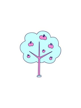 Elle çizilen tuhaf çizgi film elma ağacının satış animasyonu