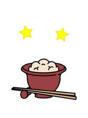 Geleneksel yemek çubuklarıyla Japon pilavının dönen yıldızları animasyonu