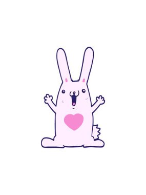 Dikkat çeken çizgi film karakteri aşk dolu bir tavşan.