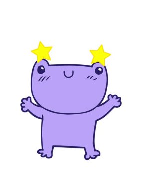 dönen yıldızlar kurbağanın komik bir çizgi filminin animasyonu