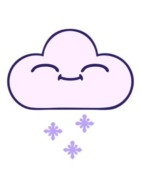 Bir kar bulutunun sevimli karikatürünün canlandırmasını renklendir