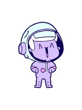 neon light effect animation of happy cartoon space astronaut