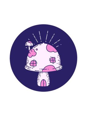 Dövme stili mantar evi simgesinin hareketli canlandırması