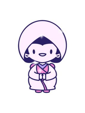 glitter effect animation of a happy japanese woman in traditional bridal outfit