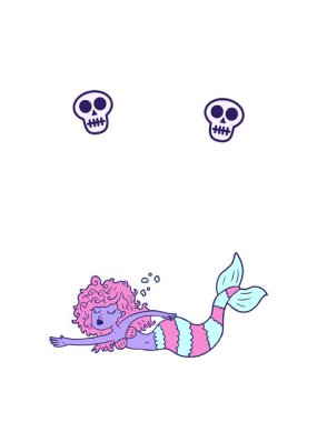 Çizgi film deniz kızının kafatası animasyonu