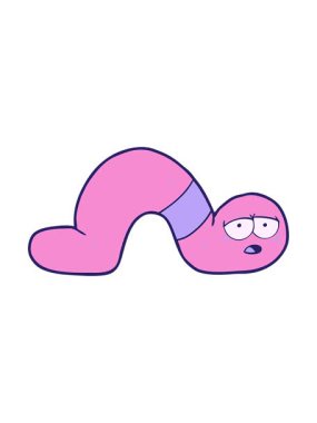 Çizgi filmdeki yorgun solucanın hareketli animasyonu.