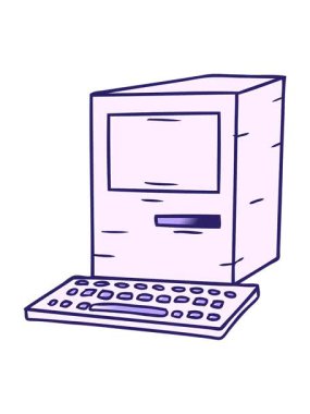 jiggle and pause animation of hand drawn gradient cartoon doodle of a computer and keyboard