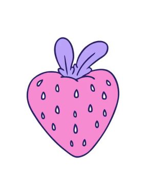 Pikselleştirme efekti el çizimi çizgi film karalaması taze bir çileğin karalaması