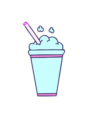 Elle çizilmiş garip karikatür buzlu içeceğinin animasyonunu aç.