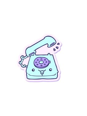 Tatlı bir çizgi film telefonunun çıkartmasının yatay titreşimli animasyonu