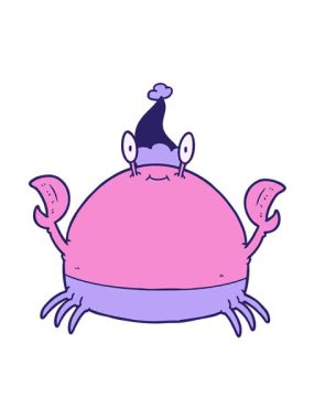 Titreşimli hareket, el çizimi Noel Baba şapkası takan bir yengecin çizimi.