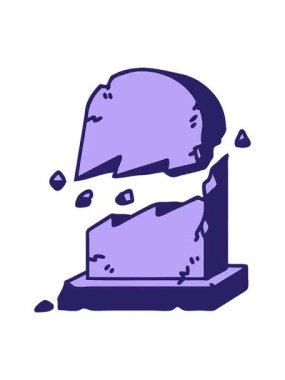 Kırık bir mezar taşı çizgi filminin titreyen hareketi.