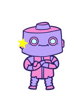 twinkling stars effect animation of a cartoon robot image