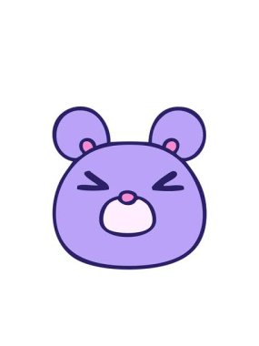 Yanıp sönen radyal çizgiler elle çizilmiş garip çizgi roman fare suratının animasyonu